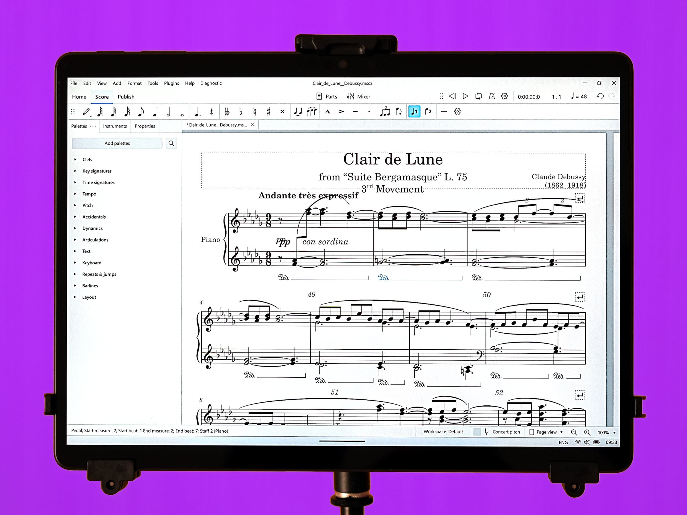 Partituras de música en tabletas Windows (aquí el Microsoft Surface Pro)